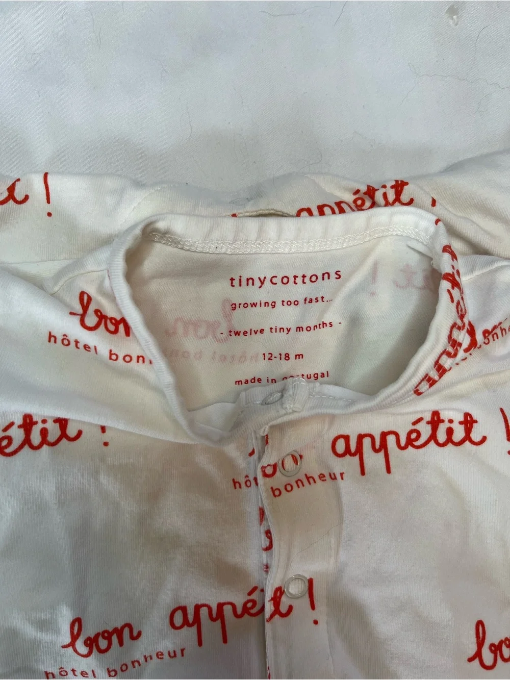 Tiny Cottons White and Red 'Bon Appétit' Kids Bodysuit